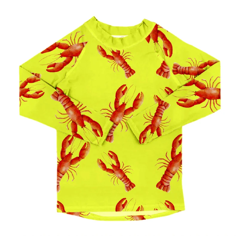 swimwear bold flair -Bright Lobster Kids' Rash Top