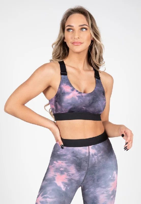 Sports bra with reflective trim -Gorilla Wear Colby Sport Bra - Grey/Pink