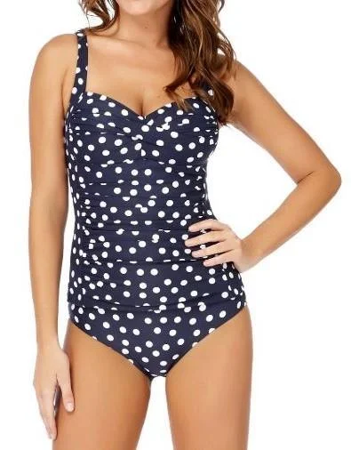 Sports tank top for trapeze class -N33345 Niptuck Tankini Singlet Navy Polka Dot Multi Fit