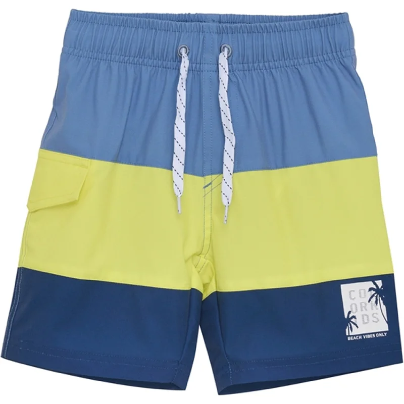 Sports shorts with crisscross band -Color Kids Swim Shorts Colorblock Limelight