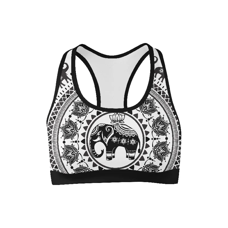 Sports bra with orbit design -Elephant Sun Mandala Sports Bra