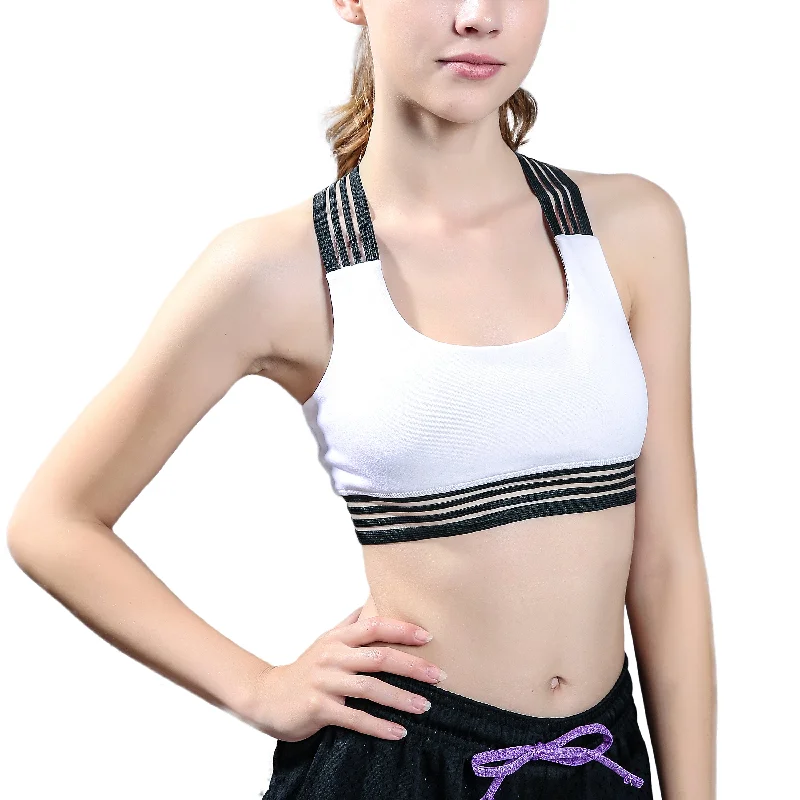 Sports bra with airy straps -Girls Junior Womens Solid Mesh Yoga Sports Bra