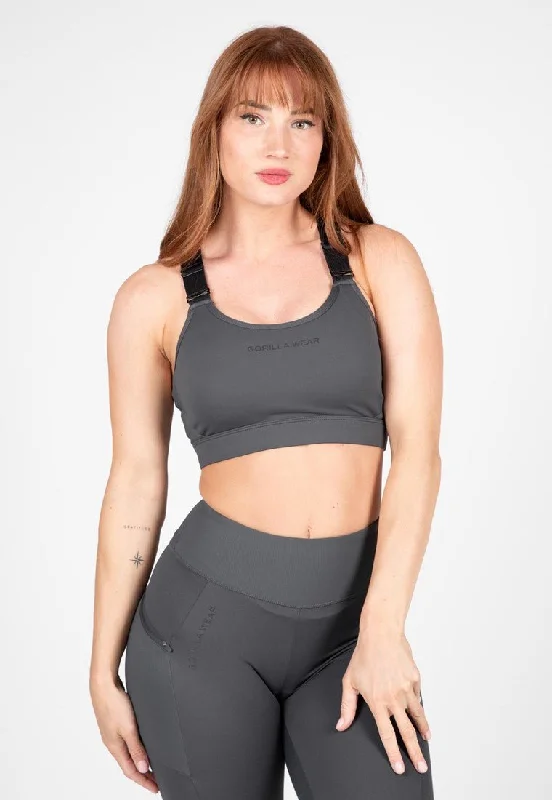 Sports bra for pace sprints -Gorilla Wear Monroe Sports Bra - Grey