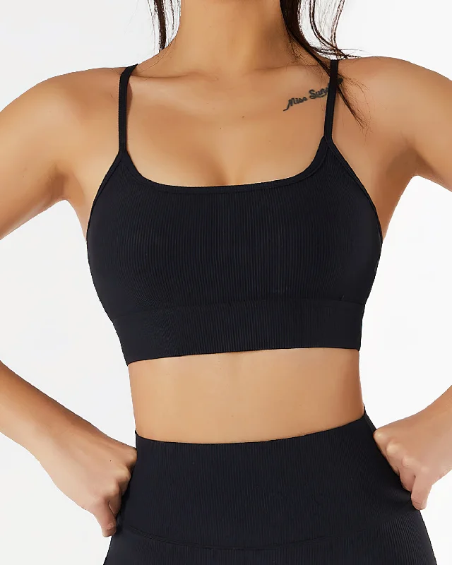 Sports bra with core sprints -Eryn Sports Bra - Black