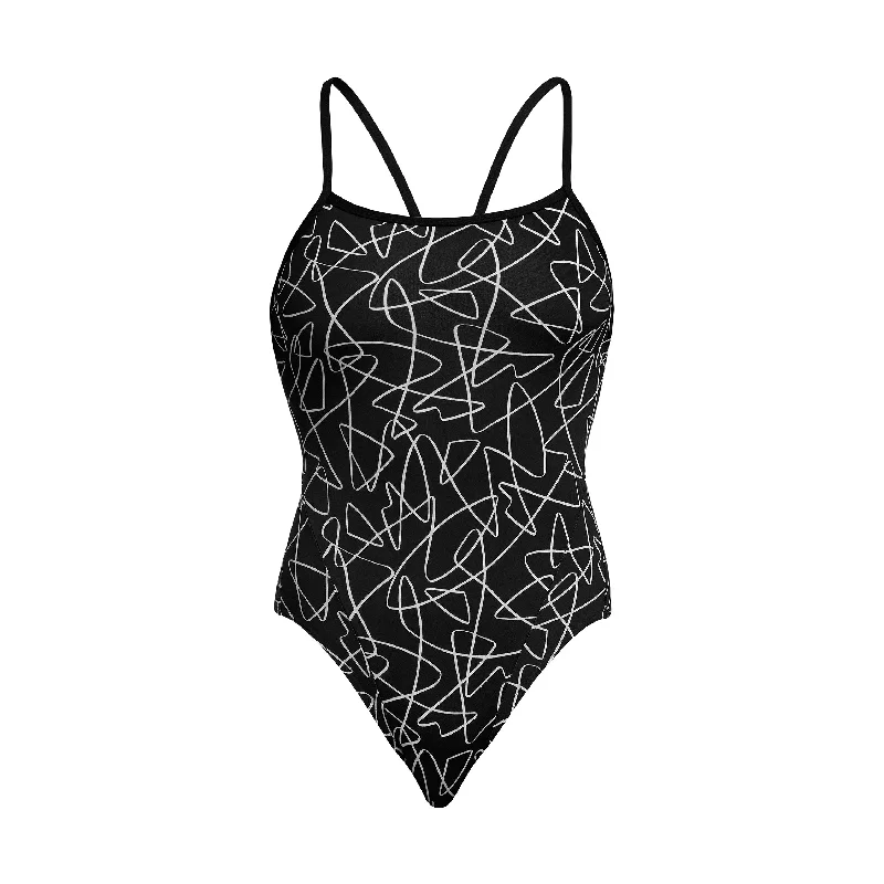 swimwear bold vibes -Texta Mess | Ladies Single Strap One Piece