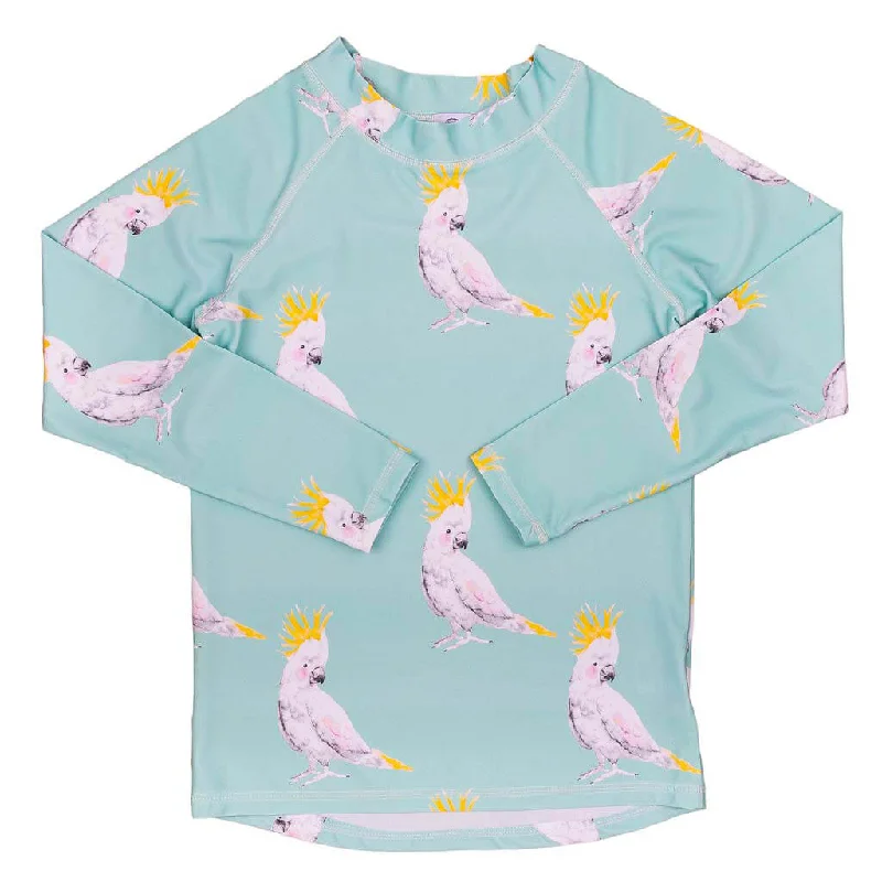 swimwear big flair -Green Cockatoo Rash Top