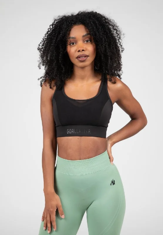 Sports bra with lattice print -Gorilla Wear Riley High Support Sports Bra - Black