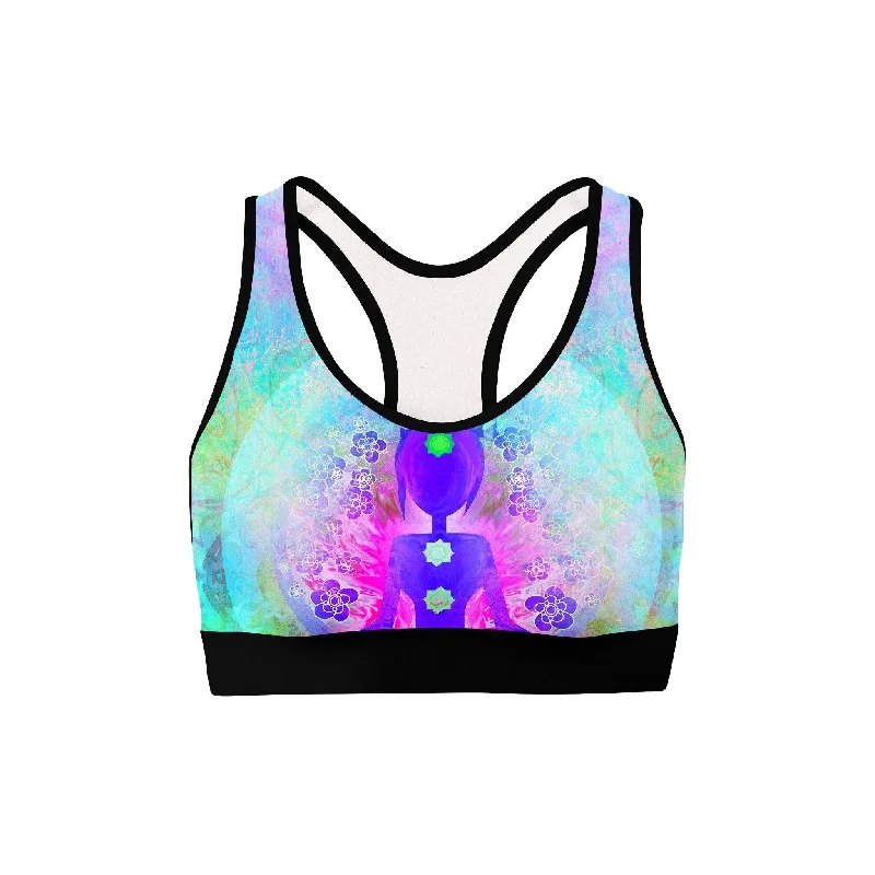 Sports bra for tempo dashes -Pastel Chakra Sports Bra