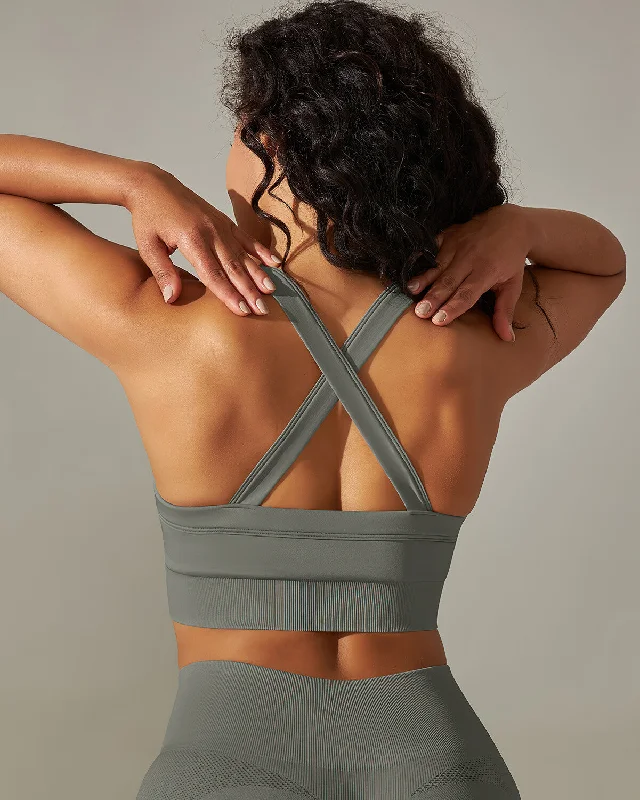 Sports bra with airy straps -Cleo Crossback Sports Bra - Grey