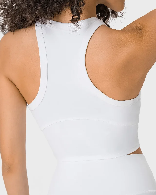 Sports bra with snap closure -Allison Sports Bra - White