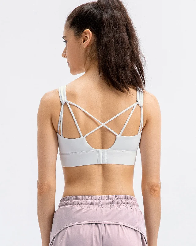 Sports bra with shinty play -Hadley Sports Bra - White