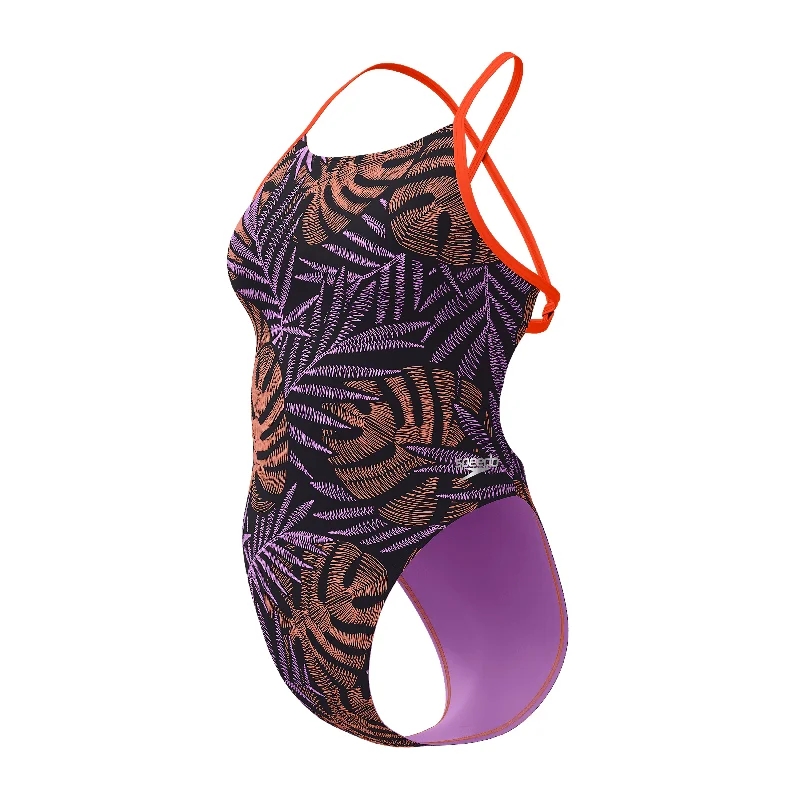 swimwear cold laps -Speedo Allover Digital Tieback Swimsuit