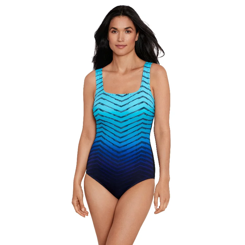 swimwear chill joggers -Shapesolver Sport by Penbrooke Prism Change Scoop Neck One Piece