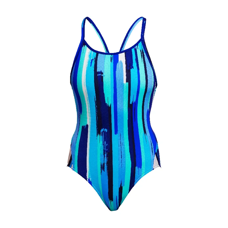 swimwear cool vibes -Roller Paint | Ladies Diamond Back One Piece