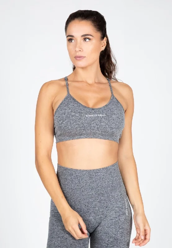 Sports bra for fast dashes -Gorilla Wear Quincy Seamless Sports Bra - Grey Melange