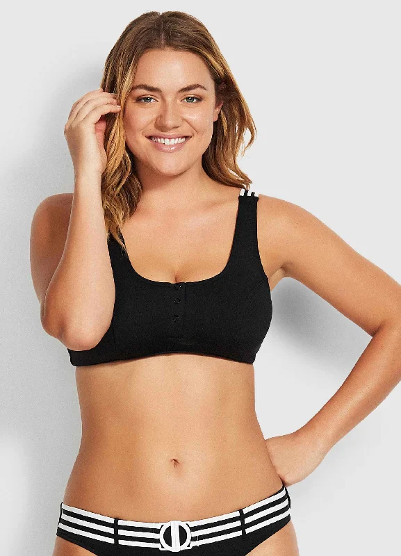 Sports tank top with kaleidoscope cut -Seafolly Tank Bikini Top - Black