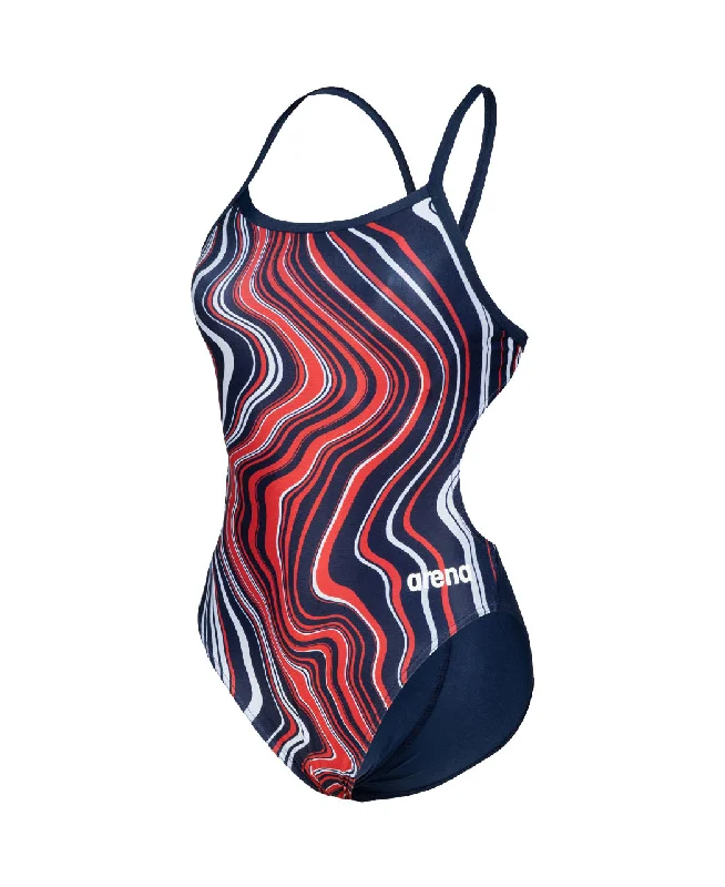 swimwear snug flair -Arena Womens Marbled Challenge Back One Piece