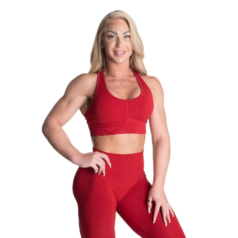 Sports bra with coil straps -Better Bodies Seamless Scrunch Sports Bra - Chilli Red