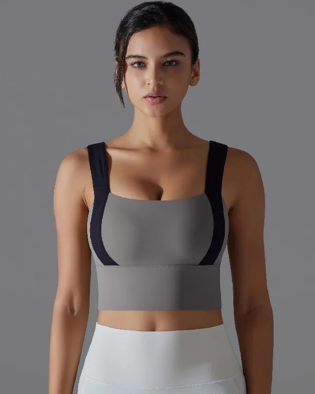 Sports bra with fractal print -Kiera Sports Bra - Grey