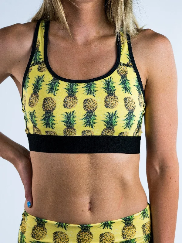 Sports bra with helix print -Pineapple Sports Bra