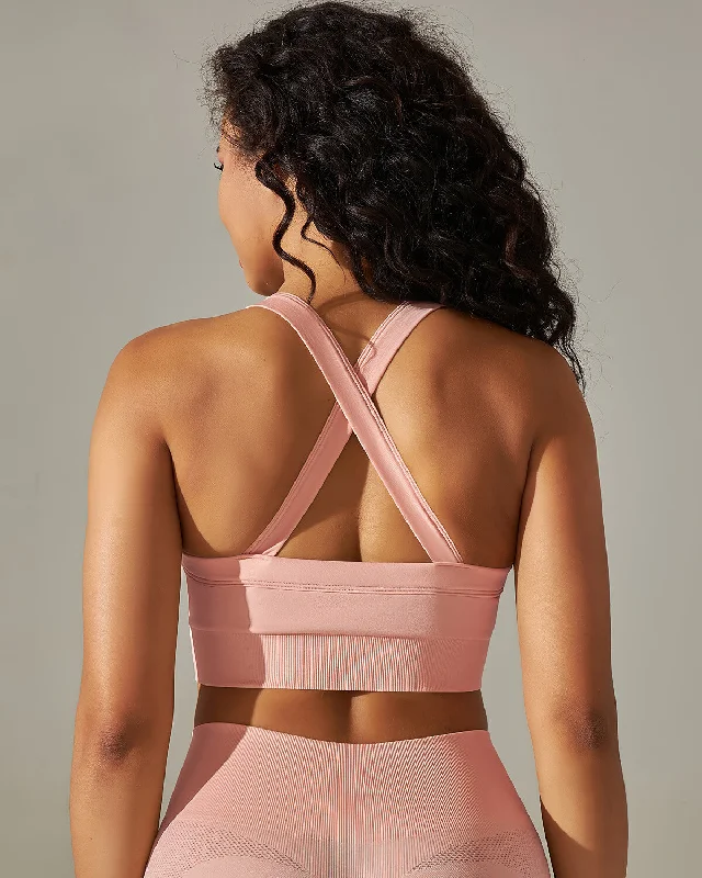 Sports bra for beam workouts -Cleo Crossback Sports Bra - Pink