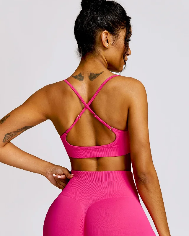 Sports bra with curve straps -Cecilia Sports Bra - Fuchsia