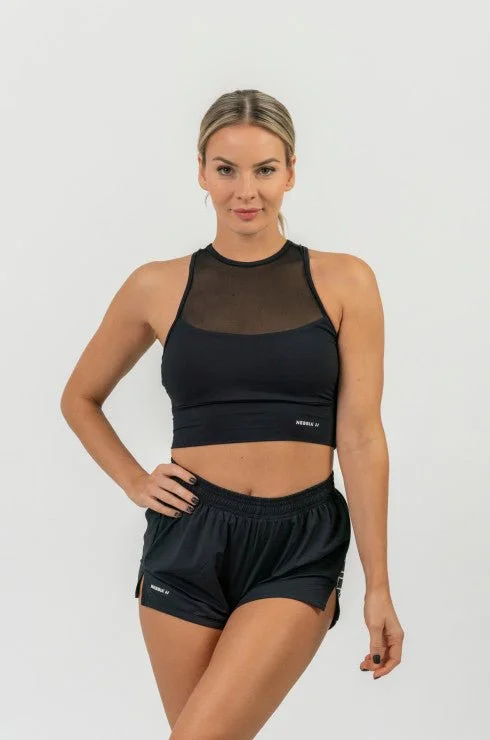 Sports bra with sunblock fabric -Nebbia Fit Activewear Padded Sports Bra - Black