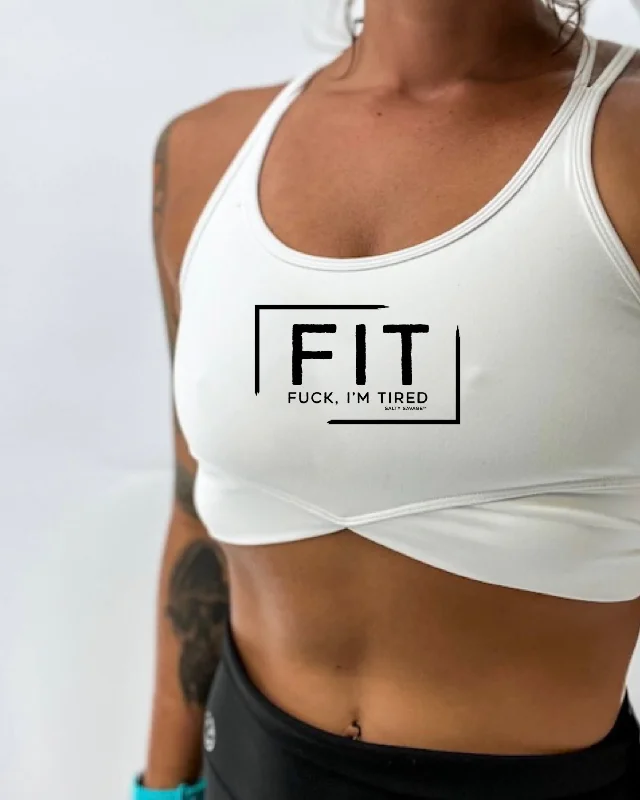 Sports bra with breezy straps -Salty Savage Ladies "FIT Fuck, I’m Tired" V Cut Sports Bra