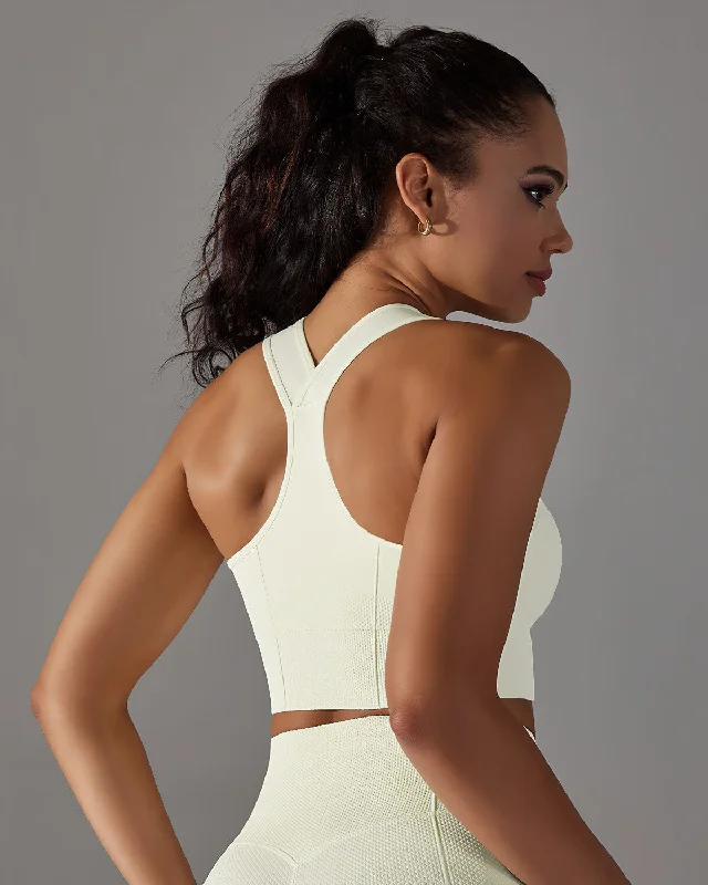 Sports bra with perforated back -Alodia Racerback Sports Bra - Cream