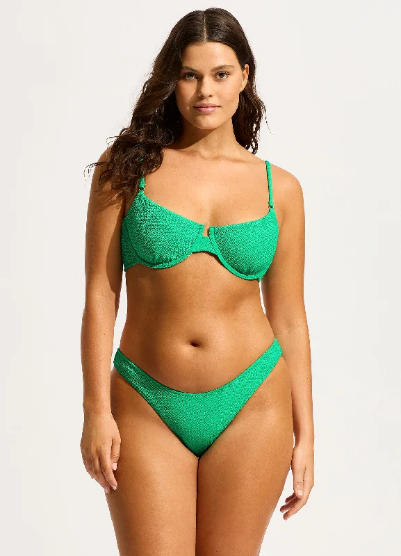 swimwear crisp vibes -Sea Dive High Cut Rio Bikini Bottom - Jade