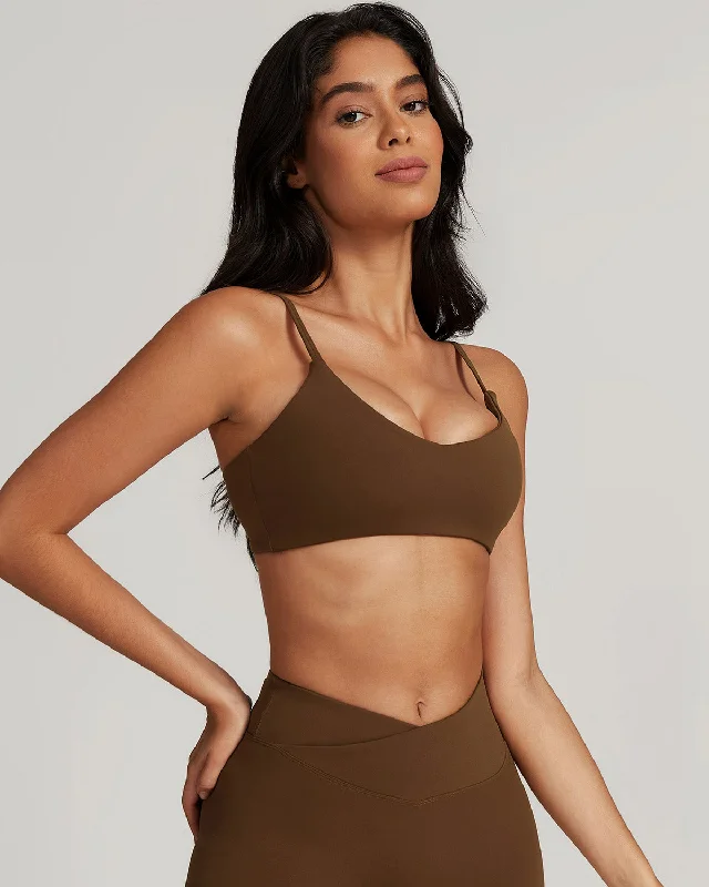 Sports bra with wide fit -Hazel Sports Bra - Brown