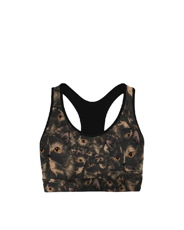 Sports bra with thick band -Cats (Pigeon) - Sports Bra