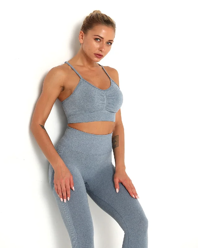 Sports bra with airy band -Amplify Scrunch Seamless Sports Bra - Blue