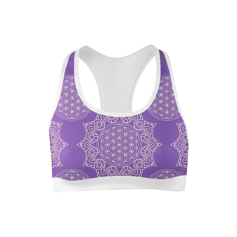 Sports bra for core bursts -Lavender Mandala Sports Bra