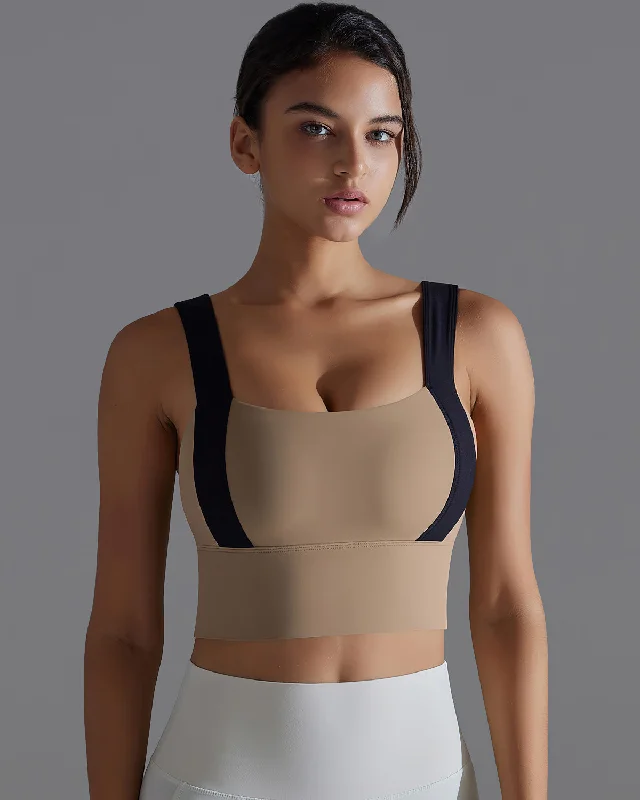 Sports bra with fractal straps -Kiera Sports Bra - Khaki