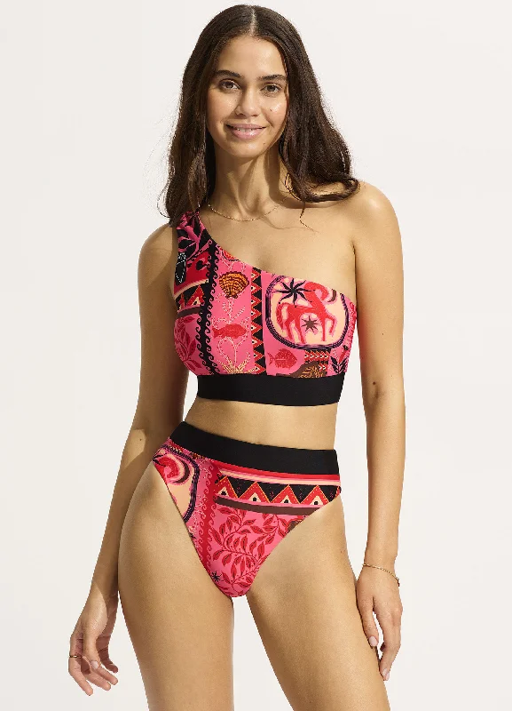 swimwear team swims -Atlantis One Shoulder Top Bikini Top - Paradise Pink