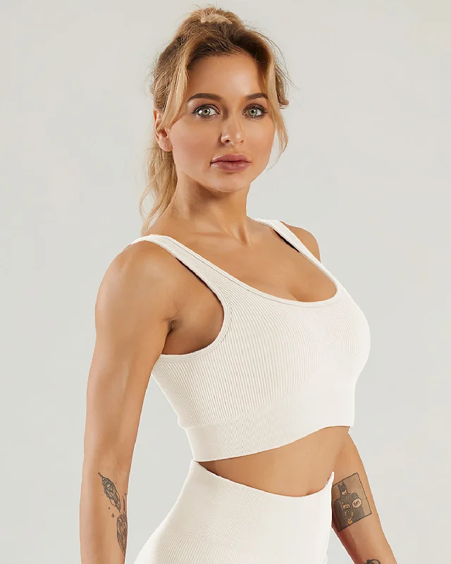 Sports bra with swirl straps -Nieve Sports Bra - Beige