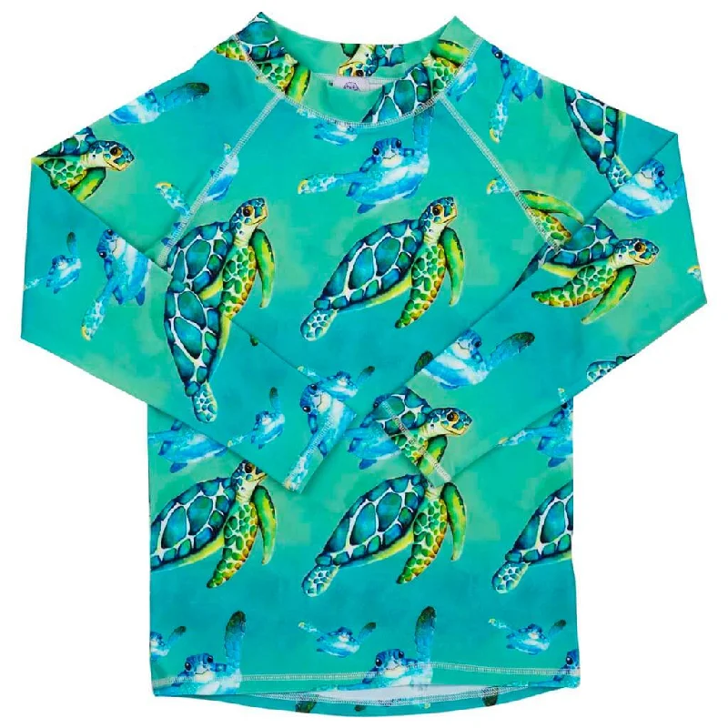 swimwear edgy flair -Blue Turtle Rash Top