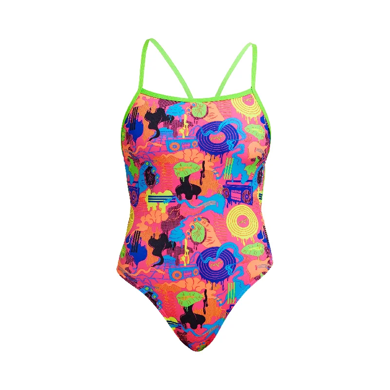 swimwear edgy flair -Funkita Lotsa Pop Single Strap Ladies One Piece