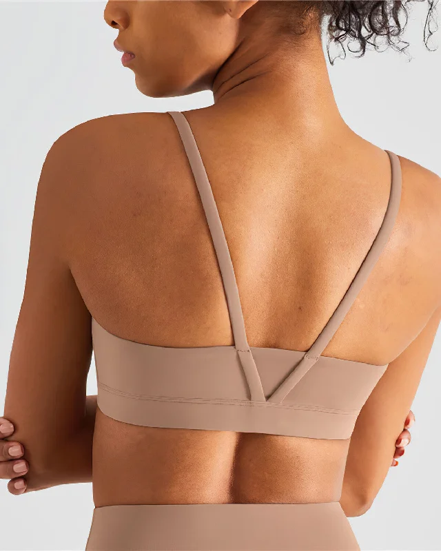 Sports bra with loop band -Bria Sports Bra - Tan