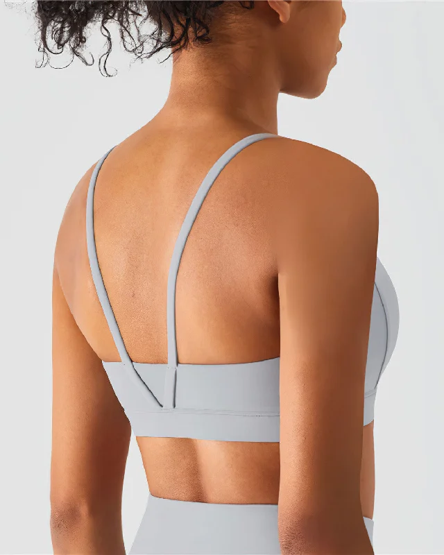 Sports bra with ripple band -Bria Sports Bra - Grey