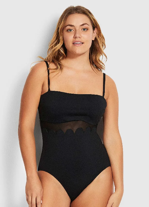 swimwear bold flair -Petal Edge DD One Piece - Black