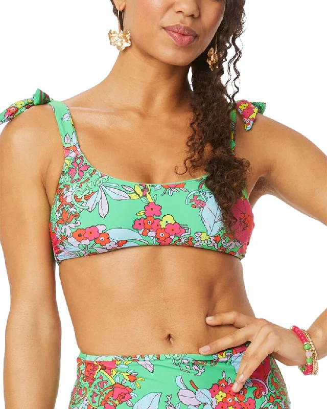 Sports bra with sheer cups -Roller Rabbit Ashbury Floral Tie Shoulder Bralette