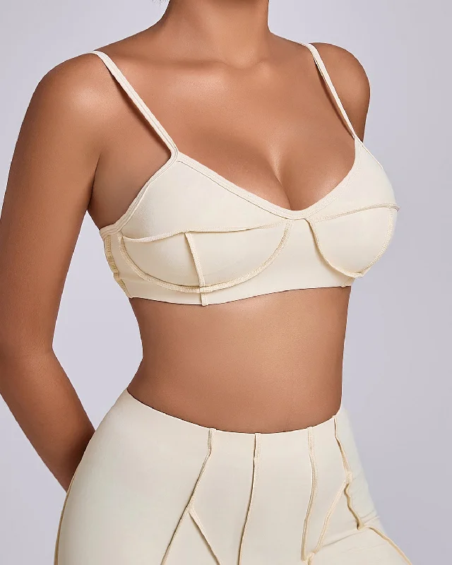 Sports bra with sheer fit -Kira Sports Bra - Beige