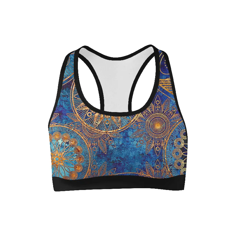 Sports bra for croquet play -Gold Boho Sports Bra