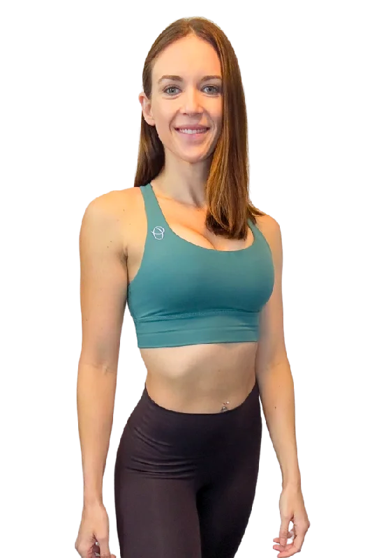 Sports bra with kaleidoscope fit -Genesis Ink Green Sports Bra