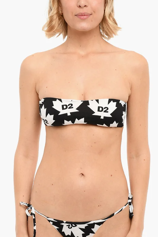 Sports bra with helix design -Dsquared2 Bikini Bandeau Bra with Monogram Print