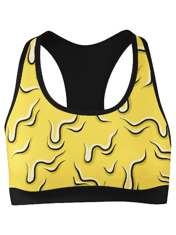 Sports bra for gaelic football -Neon Drippy (Yellow) Sports Bra