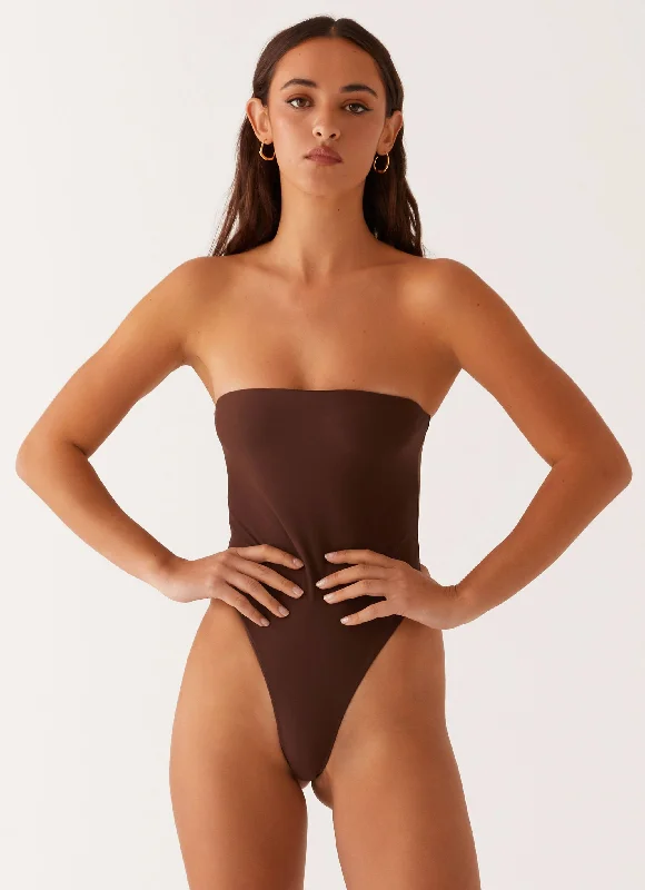 swimwear breezy weave -Maxine Strapless One Piece Swimsuit - Brown