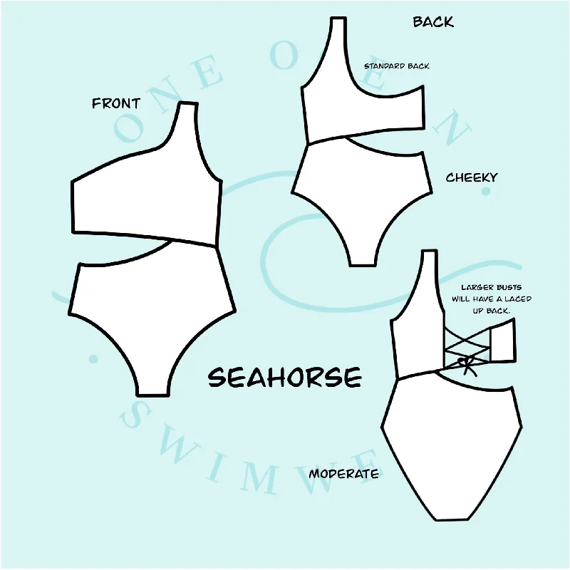 swimwear edgy flair -Seahorse Reversible One Piece